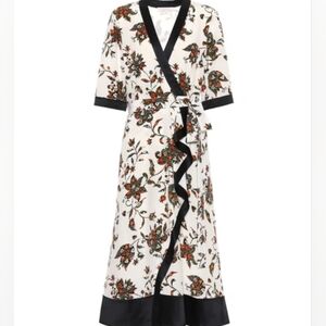 Tory burch 4 Dress sacred floral wrap dress Silk new ivory